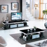T08 Black wood plasma stand & A08 Black wood coffee table
